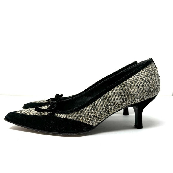 STUART WEITZMAN black suede and tweed heels, size 9 - Picture 2 of 10